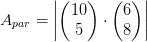 A_{par}=\left |\begin{pmatrix} 10\\5 \end{pmatrix}\cdot \begin{pmatrix} 6\\8 \end{pmatrix}\right |