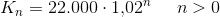K_n=22.000\cdot 1{,}02^n\; \; \; \; \; n>0