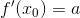 f'(x_0)=a