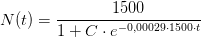 N(t)=\frac{1500}{1+C\cdot e^{-0,00029\cdot 1500\cdot t}}