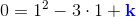 0=1^2-3\cdot 1+\mathbf{\color{Blue} k}