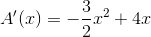 A'(x)=-\frac{3}{2}x^2+4x