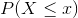 P(X\leq x)