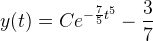 y(t)=Ce^{-\frac{7}{5}t^5}-\frac{3}{7}