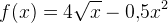 f(x)=4\sqrt{x}-0{,}5x^2