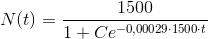 N(t)=\frac{1500}{1+Ce^{-0{,}00029\cdot 1500\cdot t}}