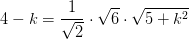 4-k=\frac{1}{\sqrt{2}}\cdot \sqrt{6}\cdot \sqrt{5+k^2}