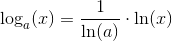 \log_a(x)=\frac{1}{\ln(a)}\cdot \ln(x)