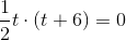 \frac{1}{2}t\cdot (t+6)=0