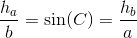 \frac{h_a}{b}=\sin(C)=\frac{h_b}{a}