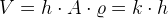V=h\cdot A\cdot \varrho =k\cdot h