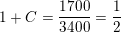\small 1+C=\frac{1700}{3400}=\frac{1}{2}