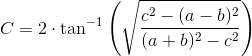 C=2\cdot \tan^{-1}\left ( \sqrt{\frac{c^2-(a-b)^2}{(a+b)^2-c^2}} \right )