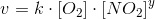 v=k\cdot \left [ O_2 \right ]\cdot \left [ NO_2 \right ]^y
