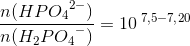\frac{n(HP{O_4}^{2-})}{n(H_2P{O_4}^{-})} =10^{\, \, 7{,}5-7{,}20}