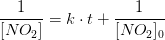 \frac{1}{[NO_2]} =k\cdot t + \frac{1}{[NO_2]_0}