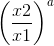 \left (\frac{x2}{x1} \right )^a