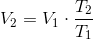 V_2=V_1\cdot \frac{T_2}{T_1}
