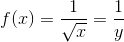 f(x)=\frac{1}{\sqrt{x}}=\frac{1}{y}