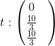 t:\begin{pmatrix} 0 & \\ \frac{10}{3}& \\ \frac{10}{3}& \end{pmatrix}