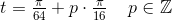 t=\tfrac{\pi }{64}+p\cdot \tfrac{\pi }{16}\; \; \; \; p\in \mathbb{Z}