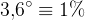 3{,}6^\circ\equiv 1\%