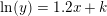 \small \ln(y)=1{.}2x+k