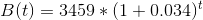 B(t)=3459*(1+0.034)^t