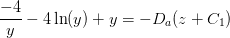 \frac{-4}{y}-4\ln(y)+y=-D_a(z+C_1)