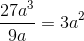 \frac{27a^3}{9a}=3a^2
