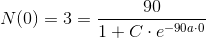 N(0)=3=\frac{90}{1+C\cdot e^{-90a\cdot 0}}