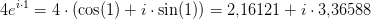 4e^{i\cdot 1}=4\cdot\left ( \cos(1)+i\cdot \sin(1) \right )=2{,}16121+i\cdot 3{,}36588