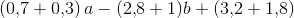 \left (0{,}7+0{,}3 \right )a -(2{,}8+1)b+(3{,}2+1{,}8)