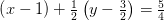 \left (x-1 \right )+\tfrac{1}{2}\left (y-\tfrac{3}{2} \right )=\tfrac{5}{4}