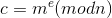 c=m^e (mod n)
