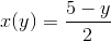 x(y)=\frac{5-y}{2}