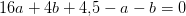 16a+4b+4{,}5-a-b=0