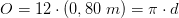 O=12\cdot (0,80\; m)=\pi \cdot d