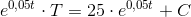 e^{0,05t}\cdot T =25\cdot e^{0,05t}+C