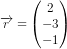 \overrightarrow{r}=\begin{pmatrix} 2\\-3 \\ -1 \end{pmatrix}