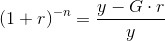 (1+r)^{-n}=\frac{y-G\cdot r}{y}