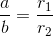 \frac{a}{b}=\frac{r_{1}}{r_{2}}