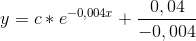 y=c*e^{^{-0,004x}}+\frac{0,04}{-0,004}
