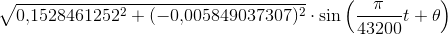 \sqrt{0{,}1528461252^2+(-0{,}005849037307)^2}\cdot \sin\left ( \frac{\pi }{43200}t+\theta \right )