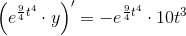 \left (e^{\frac{9}{4}t^4} \cdot y \right){}'=-e^{\frac{9}{4}t^4}\cdot 10t^3