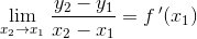 \underset{x_2 \to x_1 }{\lim} \; \frac{y_2-y_1}{x_2-x_1}=f{\, }'(x_1)
