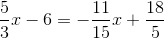 \frac{5}{3}x-6=-\frac{11}{15}x+\frac{18}{5}