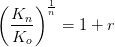 \left (\frac{K_n}{K_o} \right )^{\frac{1}{n}}= 1+r
