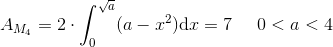 A_{M_4}=2\cdot \int_{0}^{\sqrt{a}}(a-x^2)\textup{d}x=7\; \; \; \; \; 0<a<4