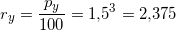 \small r_y=\frac{p_y}{100}=1{,}5^{3}=2{,}375